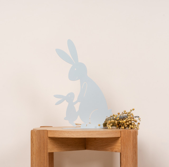 BLUME2000 Metall Silhouette Hase in Taupe für die Osterdekoration - Bild 1