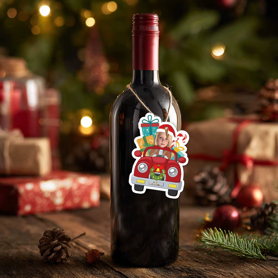 20 Stück personalisierte Foto Weihnachtsdekoration Cyuan Weihnachtsmann Hut Form Papieranhänger in Mehrfarbig - Bild 3