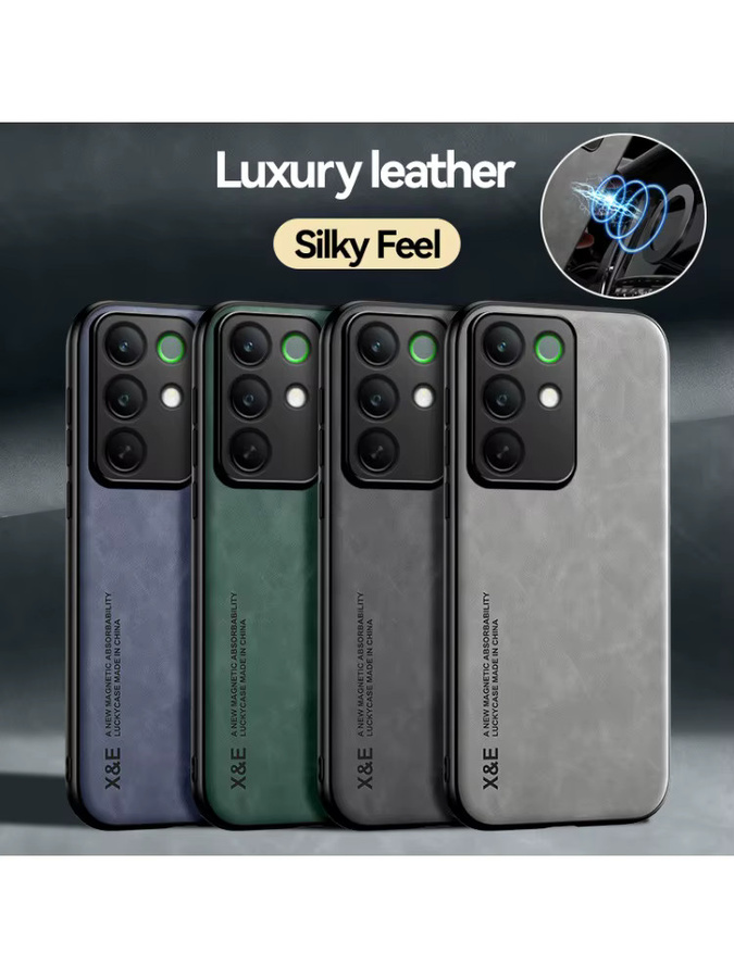 EUCAGR Luxus Magnetische PU Leder Handyhülle mit Metallplatte für OPPO Realme C85 Pro in Schwarz - Bild 5