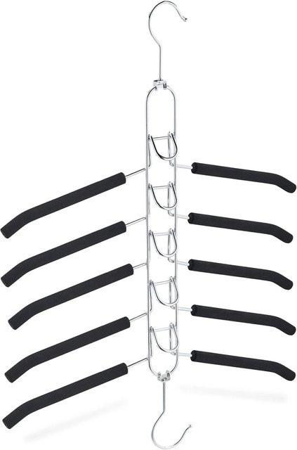 Relaxdays Mehrfach Kleiderbügel aus Metall und Schaumstoff, rutschfest und platzsparend, Schwarz Silber, B/T/H: 54 x 39,5 x 4 cm - Bild 1