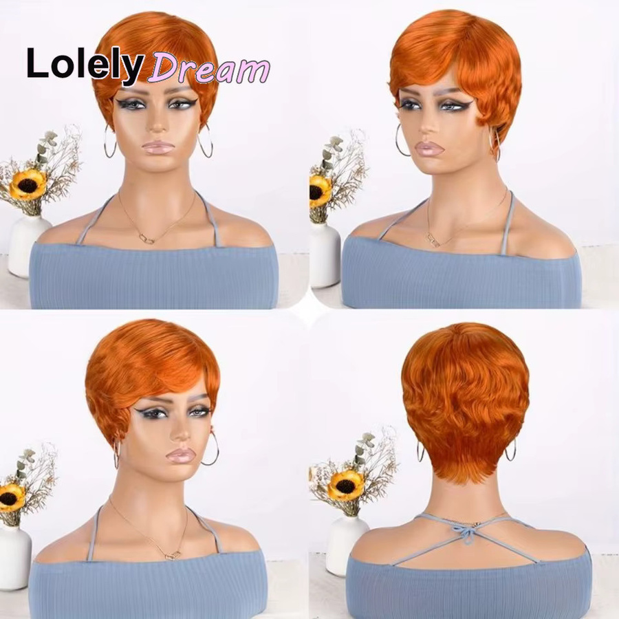 Lolely Dream Damen-Perücke, orangefarbener Ingwer, 100 % Echthaar - Bild 1