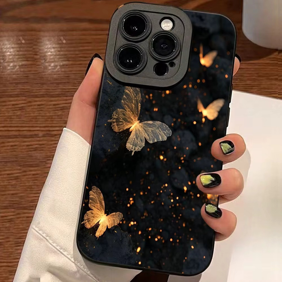Handyhülle mit Nachtschmetterlingsmuster und Angel Eyes für Apple iPhone 17 16 15 Pro Max Plus Serie in Schwarz - Bild 2