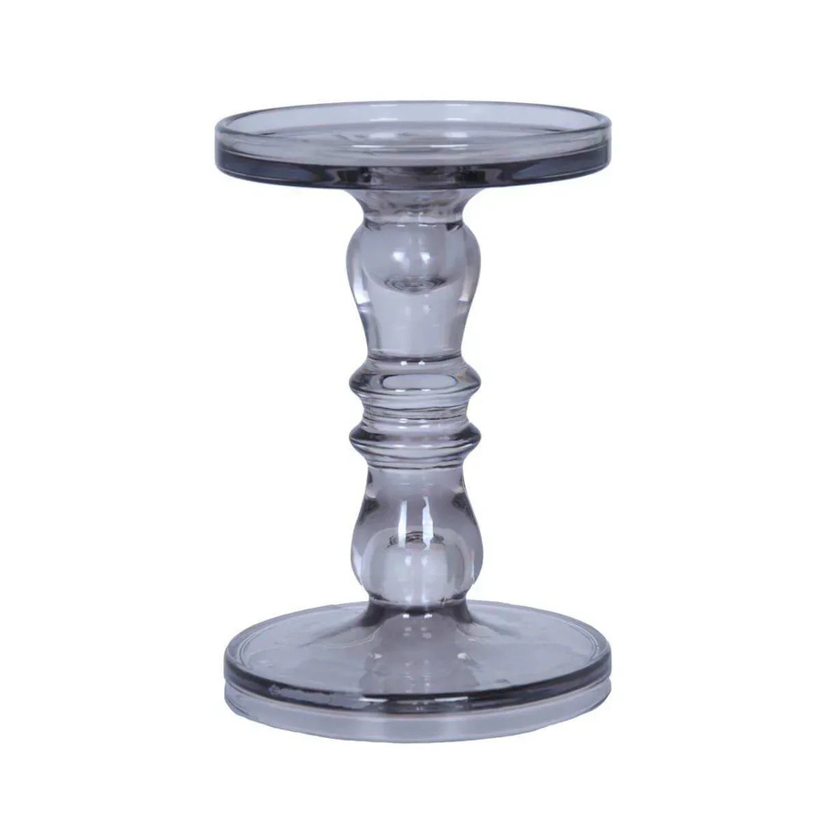 Lolaa Kerzenhalter Fleur aus Glas in Grau, Höhe: 19 cm - Bild 1