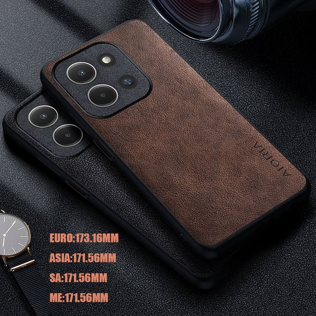 Luxus-Handyhülle aus Leder für Xiaomi Poco C85 im Retro-Business-Stil in Grau - Bild 1