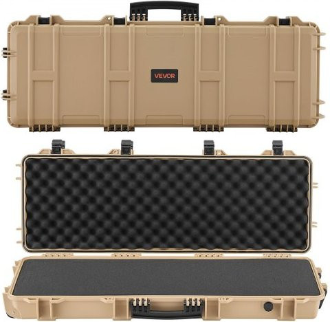 VEVOR Waffenkoffer mit Hartschale für Langwaffen, abschließbarer Gewehrkoffer mit Rollen und vorgeschnittenem Schaumstoff, wasserfest, Farbe: Beige, B/T/H: 108,9 x 39,2 x 15,5 cm - Bild 1