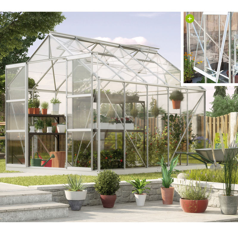 Vitavia Gewächshaus Jupiter 8300 aus Aluminium Eloxiert in Silber mit ESG-Sicherheitsglas und Doppelschiebetür, 8,3 m² - Bild 4