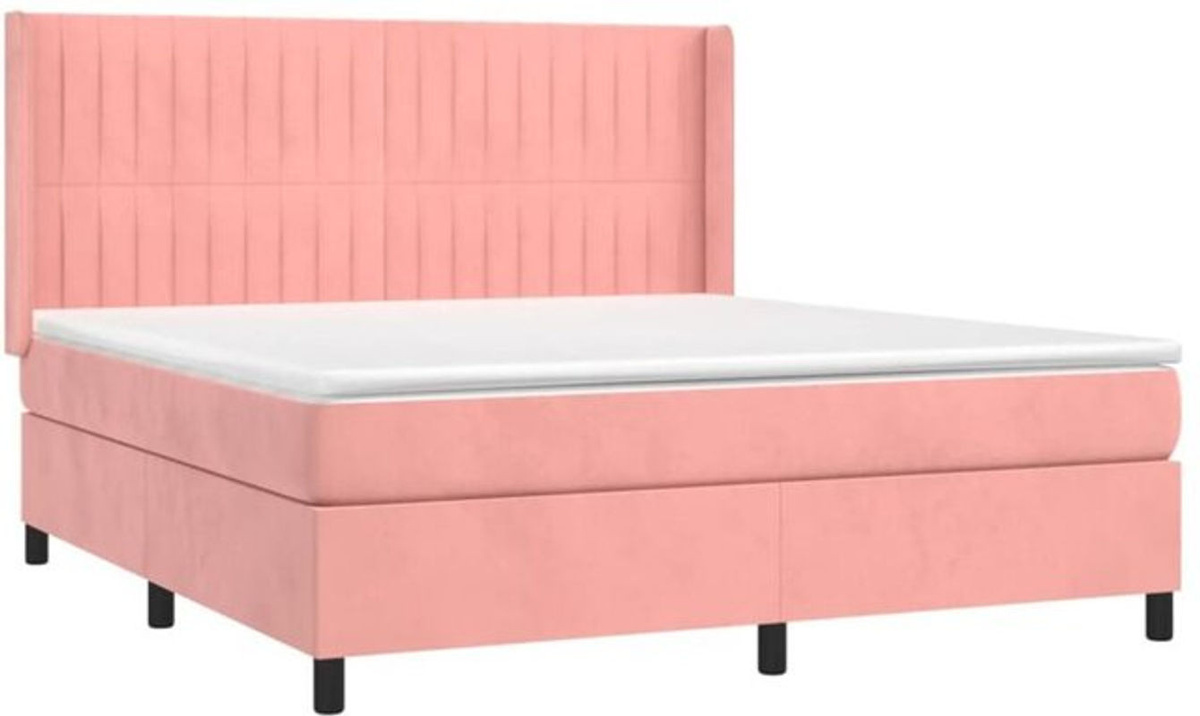Vidaxl Boxspringbett mit Matratze in Rosa und Weiß aus Samt, B/T/H: 180 x 200 x 118 cm - Bild 1