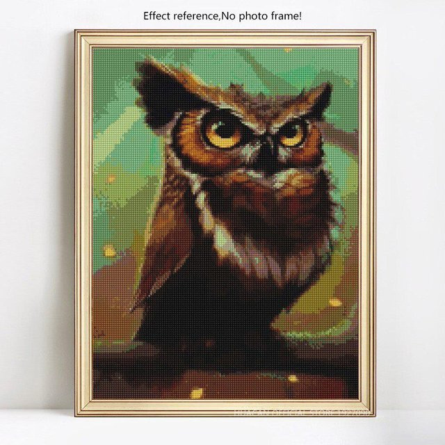 FIYO Diamond Painting Eule 5D DIY Diamantstickerei Bild aus Strasssteinen, Farbe: beige und multicolour, Breite: 20 cm, Höhe: 30 cm - Bild 1