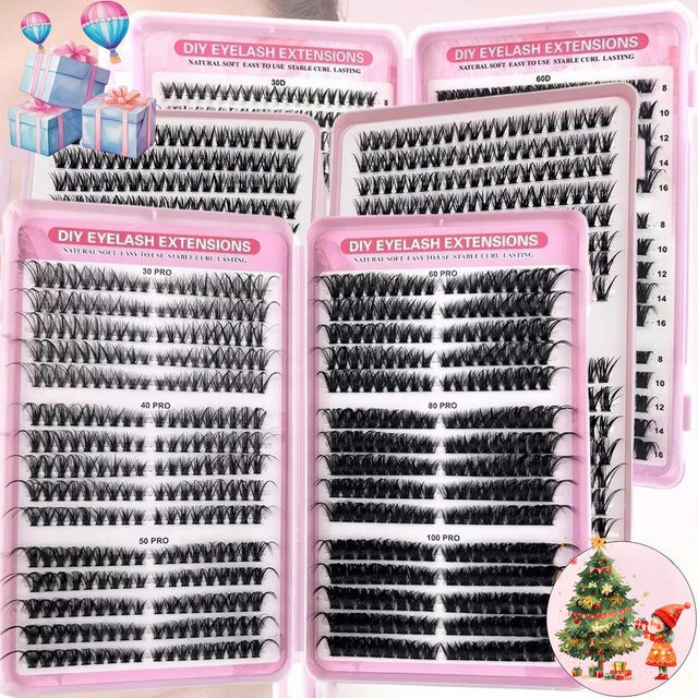 JIEFUXIN DIY Cluster-Wimpern, Black, Unisex, Gemischte Dichte und Länge - Bild 1
