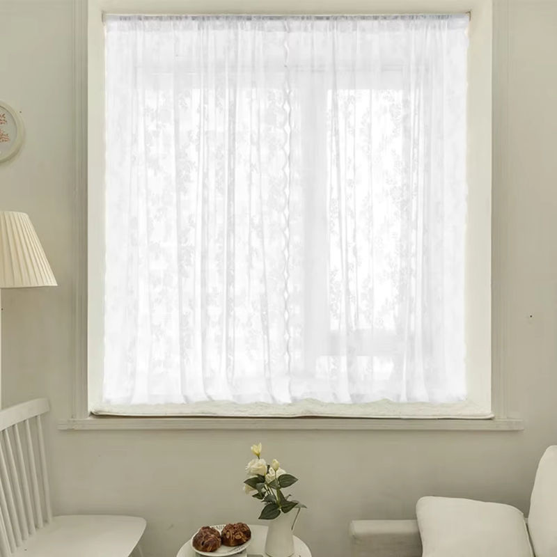 Weißer floraler Spitzenvorhang aus Polyester im pastoralen Landhausstil für Schlafzimmer und Außenbereich - Bild 5