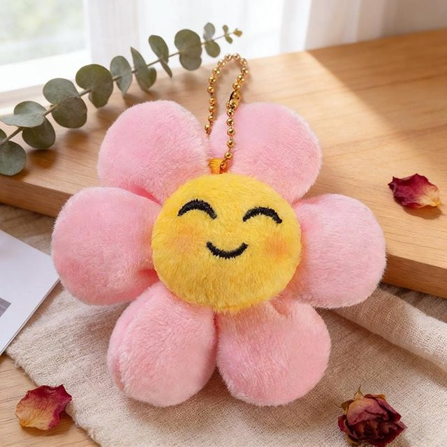 Plüsch Schlüsselanhänger Blumen, gelb, Unisex - Bild 1
