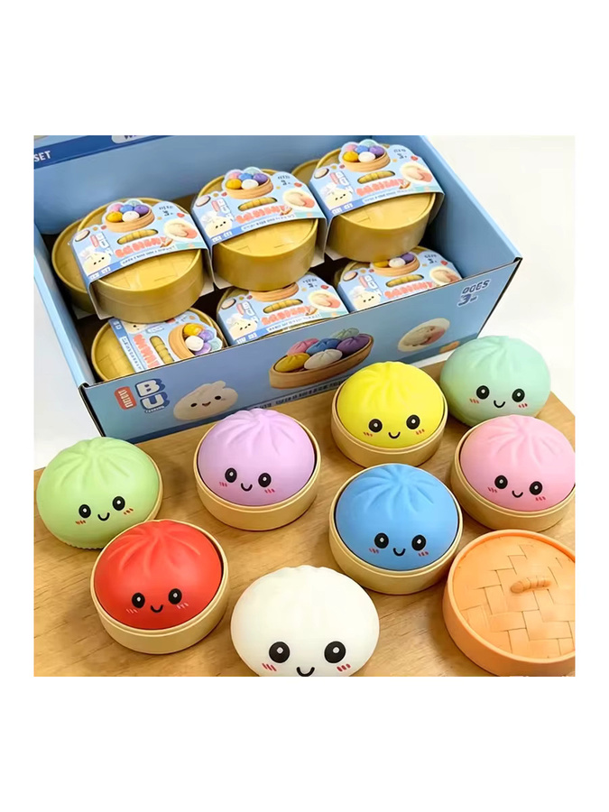 Bandai Dumpling-Squishy-Stressbälle mit Dampfgarer, wiederverwendbare, elastische Quetschbälle - Bild 3