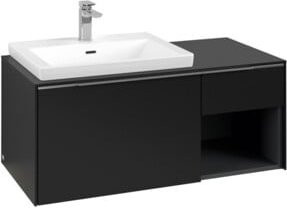 Villeroy & Boch Waschtischunterschrank Subway 3.0 mit LED-Beleuchtung und offenem Regal, Weiß/Schwarz, B/T/H: 100,1 x 42,25 x 51,6 cm - Bild 1