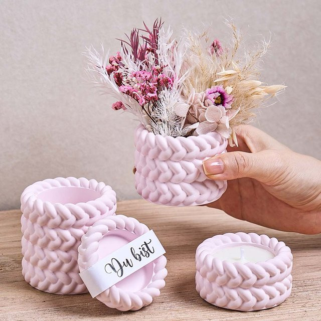 UDOCOOL Silikonform für DIY Kerzen und Beton Blumentöpfe in Pink - Bild 1
