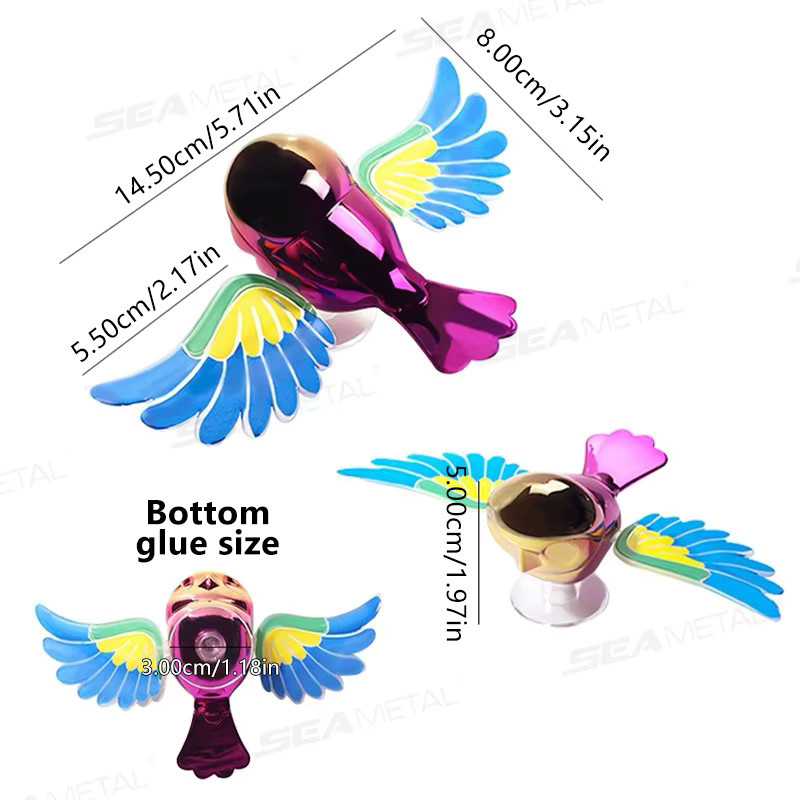 BLALION Windbetriebener fliegender Vogel als Auto-Ornament in Multicolour aus Metall - Bild 5