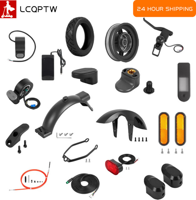 Xiaomi 5 Scooter Zubehör Set in Schwarz mit Ladegerät, Bremshebel, Daumengas, Schutzblech, Nabenlicht, Verkleidungsabdeckung, Verbindungskabel und Bremsleitung - Bild 1