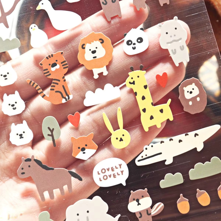 BONITO Ästhetische Zoo Tier Papier Aufkleber für Scrapbooking und Journaling in Multicolour - Bild 2