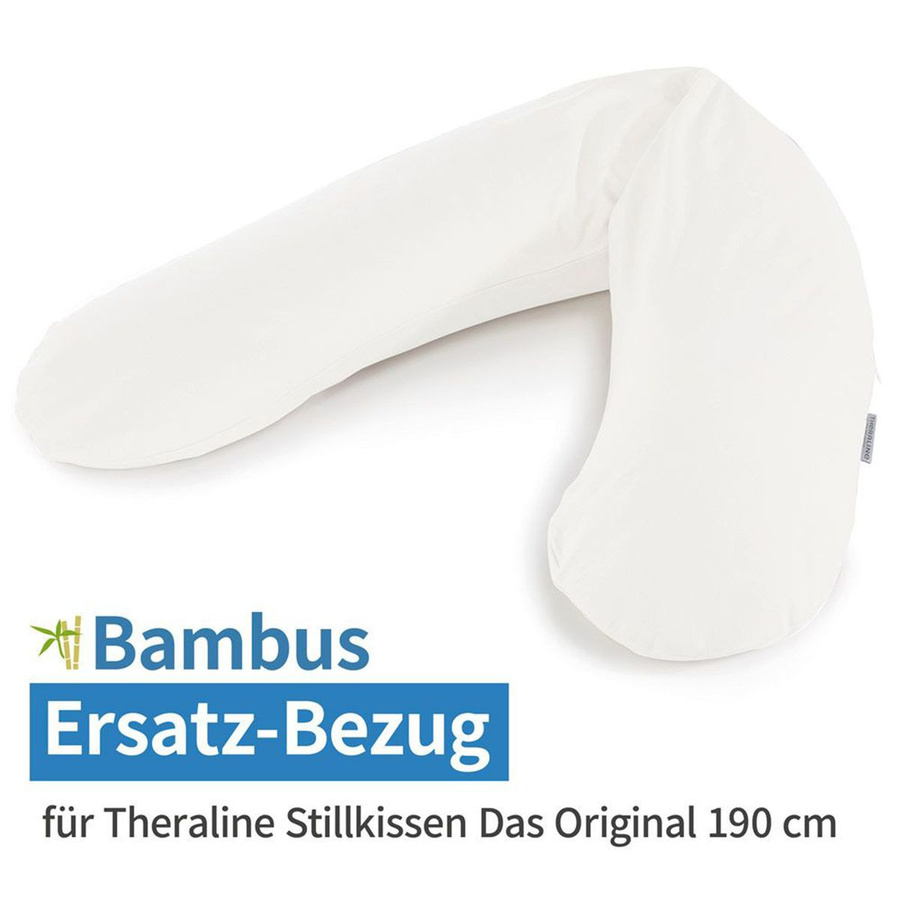 Theraline Ersatzbezug für das Original Stillkissen aus Bio-Baumwolle Bamboo in Wolkenweiß, 190 cm - Bild 1