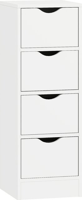 HOMCOM Badezimmerschrank mit 4 Schubladen und Griffmulden in Weiß, B/T/H: 29 x 29 x 83 cm - Bild 1