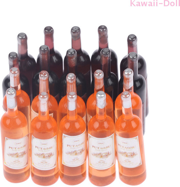 DIAPER&CORED Miniaturflaschen Rotwein, 10-teiliges Set, 1/12 Puppenhaus Zubehör - Bild 1