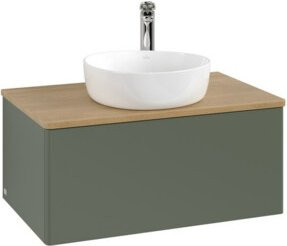 V&B Waschtischunterschrank Antao ohne Frontstruktur in Eiche Honig Braun lackiert B/T/H: 80 x 36 x 50 cm - Bild 1
