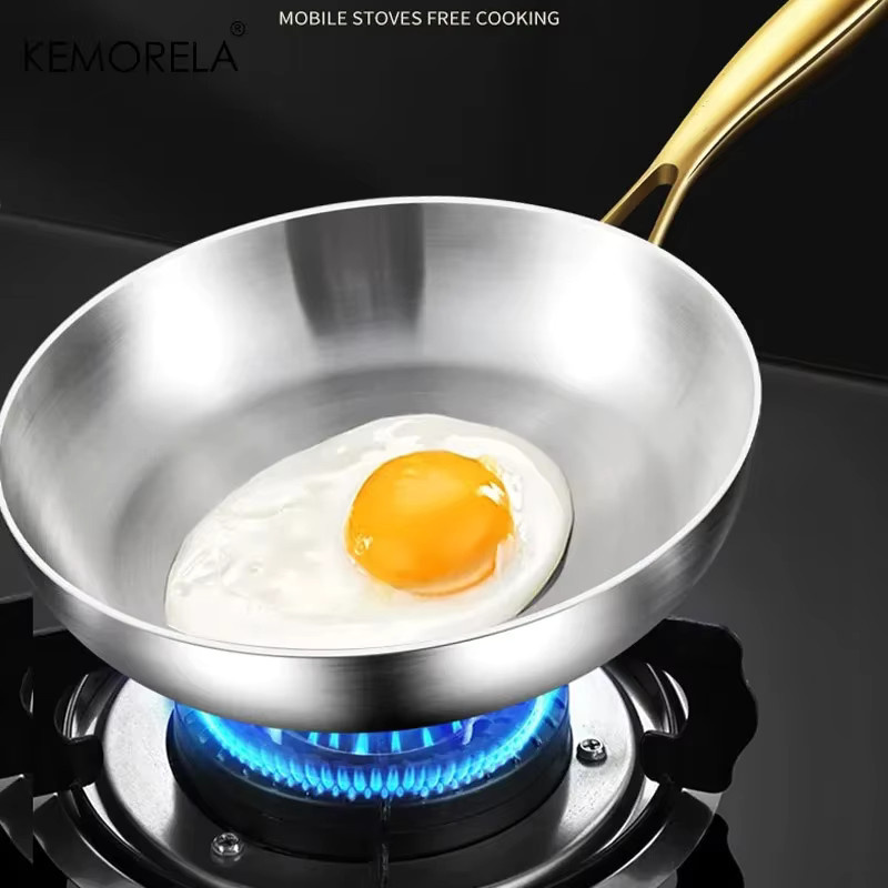 KEMORELA 3-teiliges Wok-Pfannen-Set aus 316 Edelstahl in Gold mit Antihaftbeschichtung - Bild 2