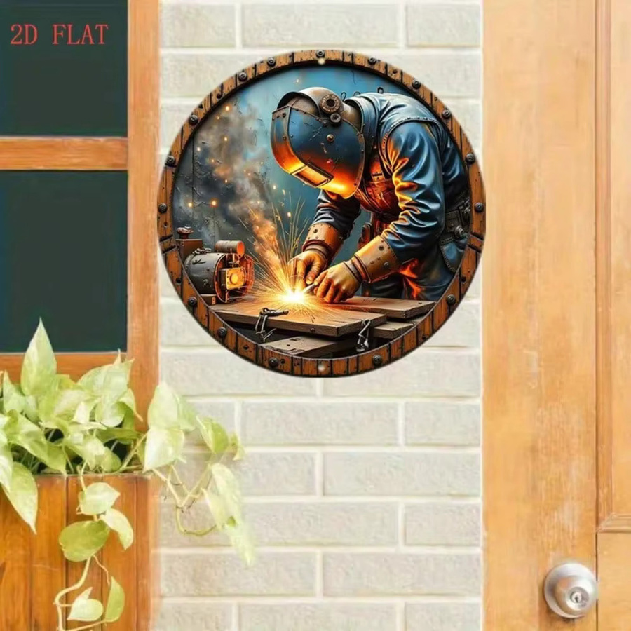 CIFBUY Runde Metall-Wandkunst im Industrial Farmhaus-Stil, Abstraktes Design, Mehrfarbig, Durchmesser: 20,32 cm - Bild 4