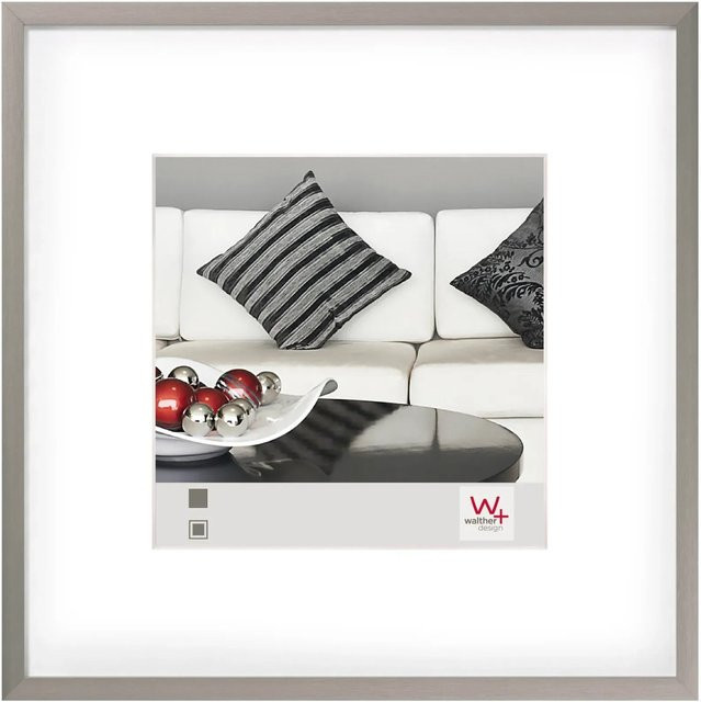 Walther Design Bilderrahmen Chair aus Aluminium und Stahl in Silber und Grau, quadratisch, 20 x 20 cm - Bild 1