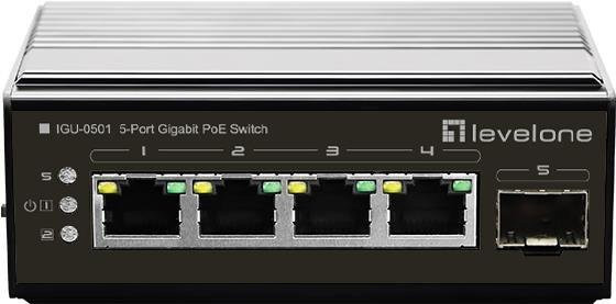 LevelOne IGU-0501 Gigabit Ethernet Netzwerk-Switch mit Power over Ethernet (PoE) in Schwarz - Bild 1