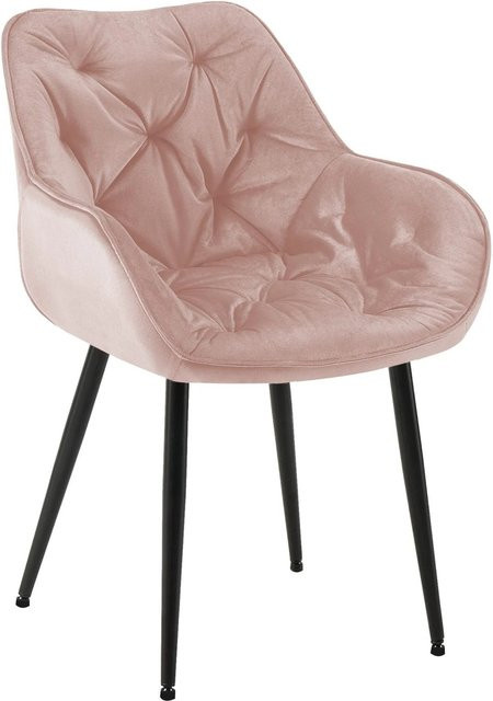 DELUKE Esszimmerstuhl VIVI in Pink mit Samtbezug und Metallgestell, H: 83 cm, B: 58 cm, T: 62 cm - Bild 1