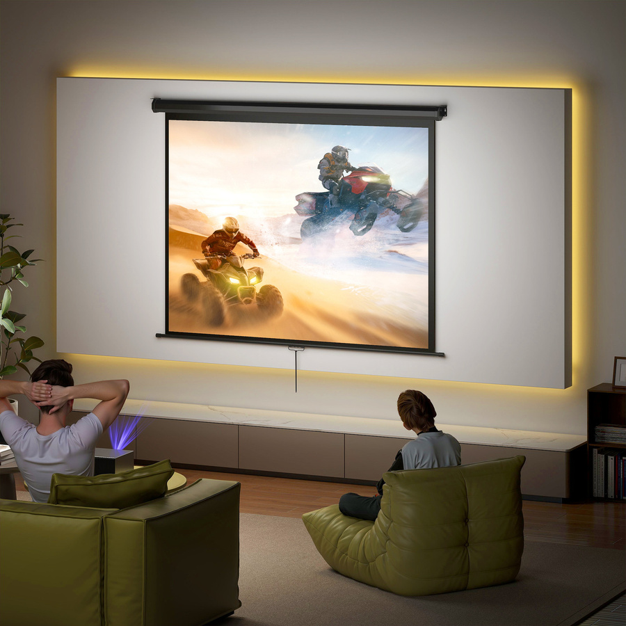 HOMCOM Beamer Leinwand 84 Zoll mit 4:3 Format für Heimkino und Büro, B/H: 171 x 128 cm, Blackout-Effekt, Weiß - Bild 2