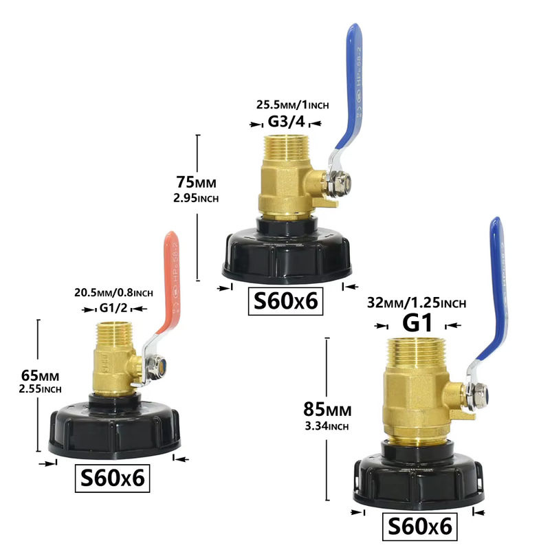 KWZL IBC Tank Adapter mit S60x6 Gewinde und 3/4 Zoll Schnellanschluss aus Legierung für Gartenschläuche - Bild 2