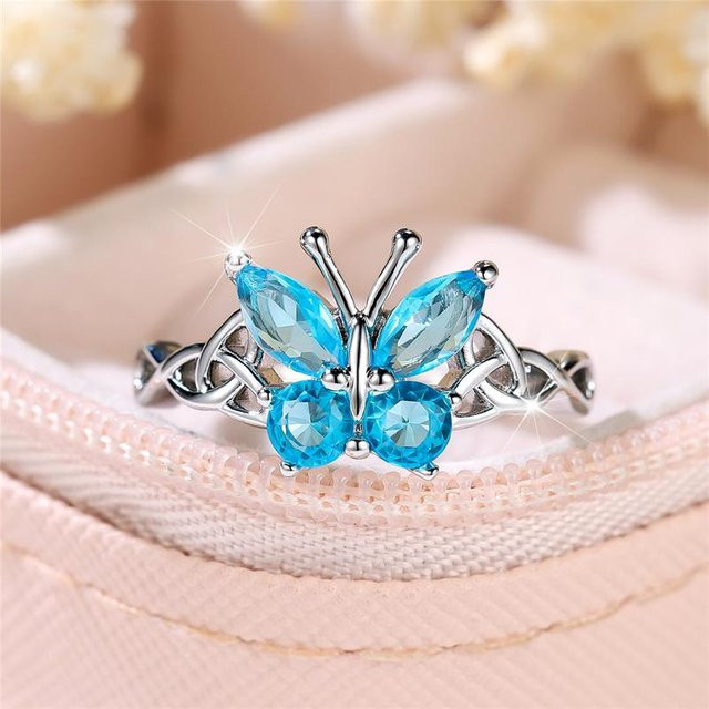 YIRAN Jewelry Verlobungsring, Schmetterling, Zirkonia, Silber, Damen - Bild 1