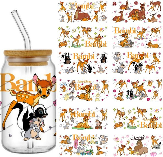Funko Bambi Serie UV DTF Becherfolien-Transfers für 16oz Libbey Becher, selbstklebend und wasserfest, Multicolor - Bild 1