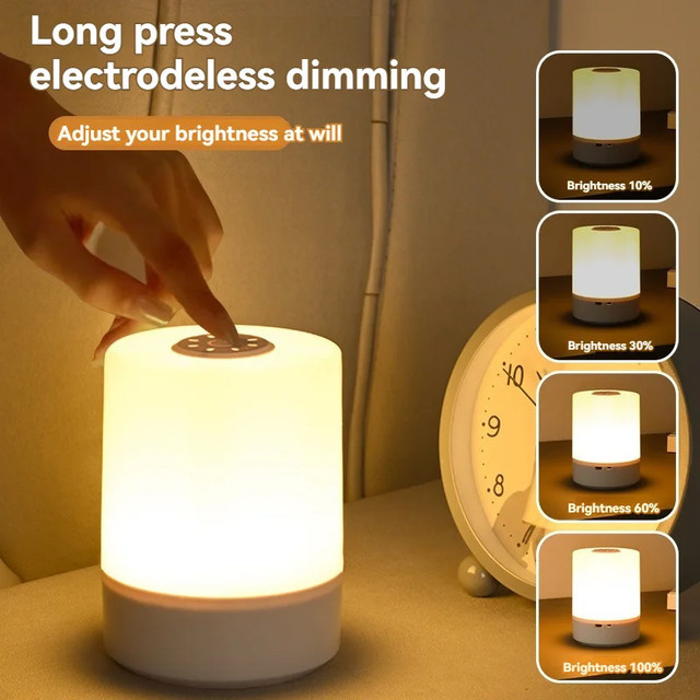 Dimmbare LED Nachttischlampe kabellos und wiederaufladbar per USB für Schlafzimmer und Wohnzimmer - Bild 1