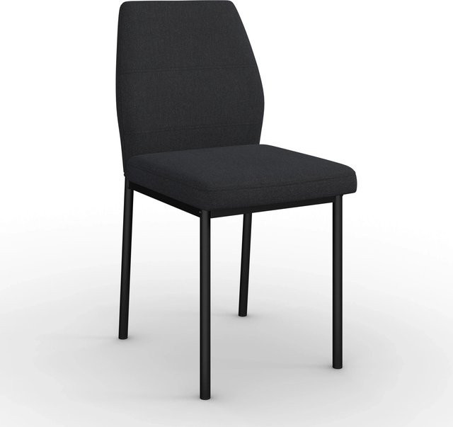 Bessagi Home Stuhl Cori Dunkelgrau Gepolstert mit Webstoff und Metallgestell - Bild 1