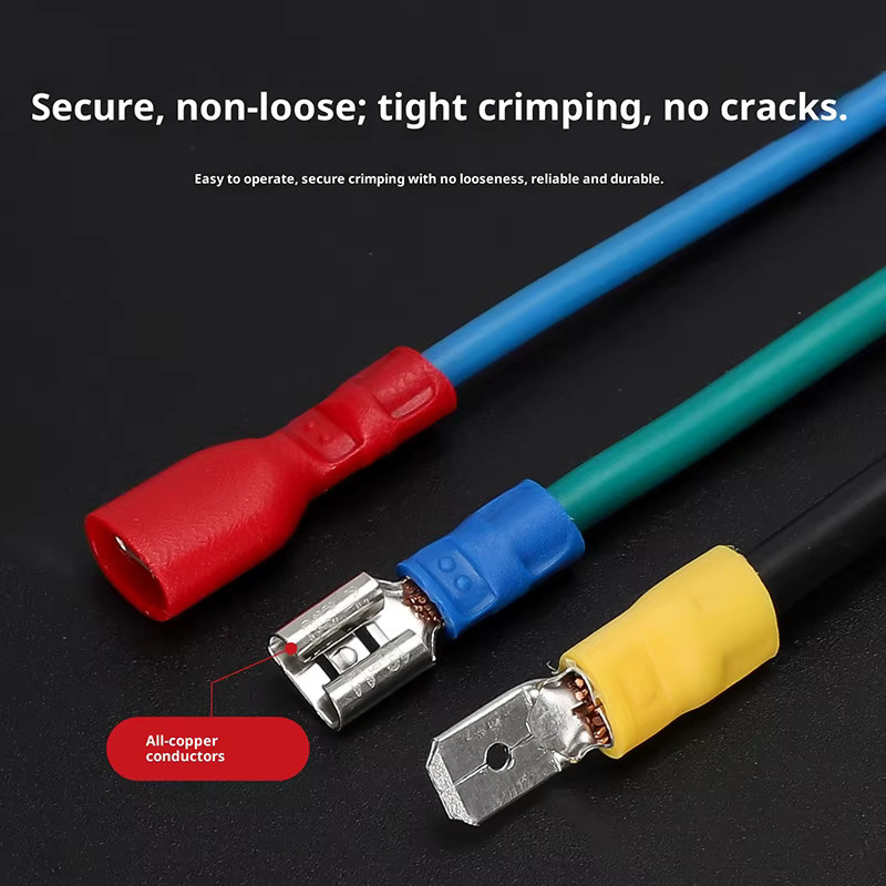 Isolierte Flachstecker-Crimpklemmen Set in Rot und Mehrfarbig für Kabelverbindungen mit 2,8 mm, 4,8 mm und 6,3 mm - Bild 2