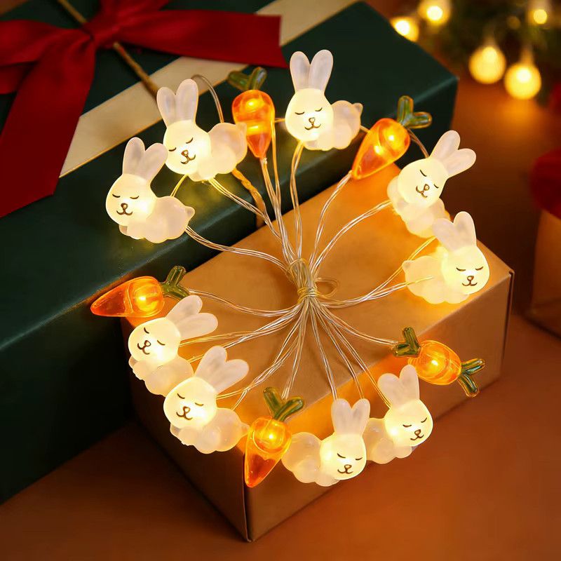 Alivparty LED-Lichterkette mit Häschen und Karotten als Osterdekoration, 2 m Länge - Bild 2