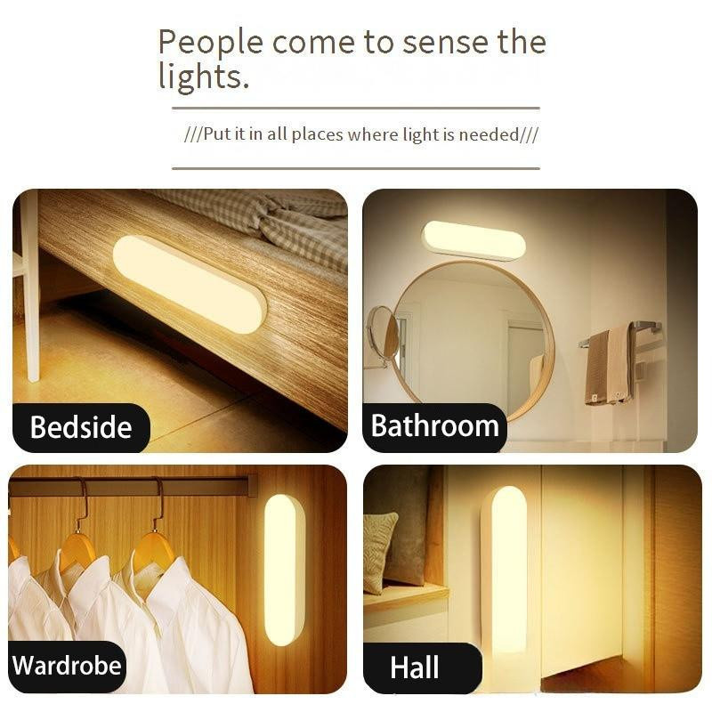 Meiteai-All LED Induktionsleuchte mit Bewegungssensor, kabellose Schrankleuchte und Nachtlicht in Warmweiß, USB wiederaufladbar, Farbe: Weiß - Bild 2