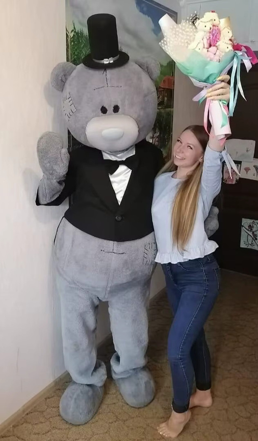 NewYeeca Schwarzer Anzug Bär Cartoon Maskottchen Kostüm, Schwarz, Plüsch / Textil - Bild 3