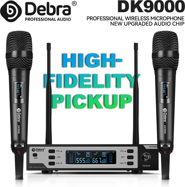 Debra DK9000 UHF Drahtloses Mikrofonsystem in Schwarz für Konferenzräume, Bars und KTV - Bild 1