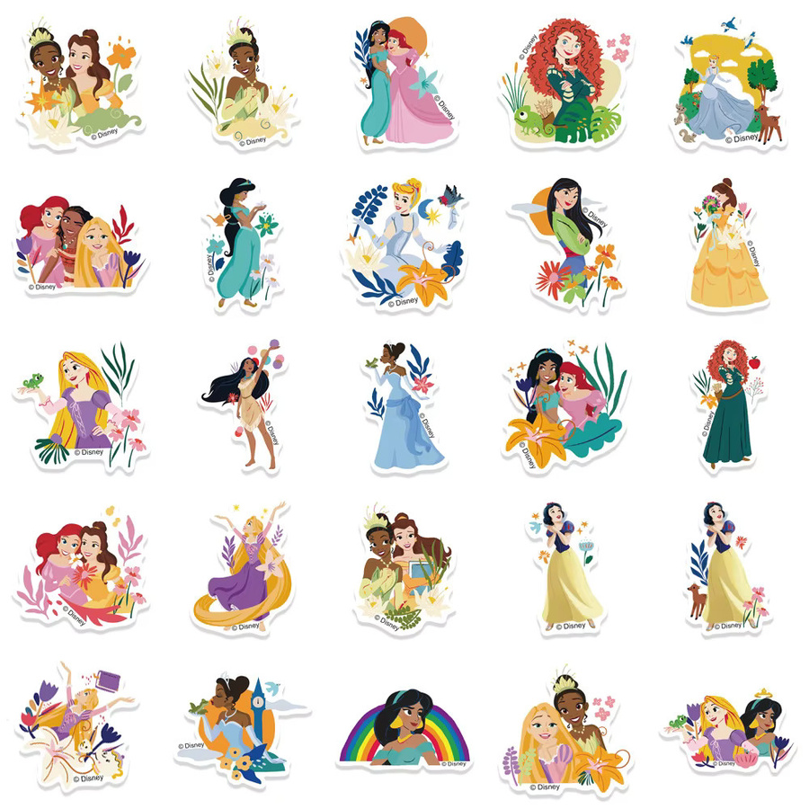 Disney Prinzessin Rapunzel Ariel Schneewittchen Cartoon-Aufkleber, 10/30/50 Stück - Bild 3