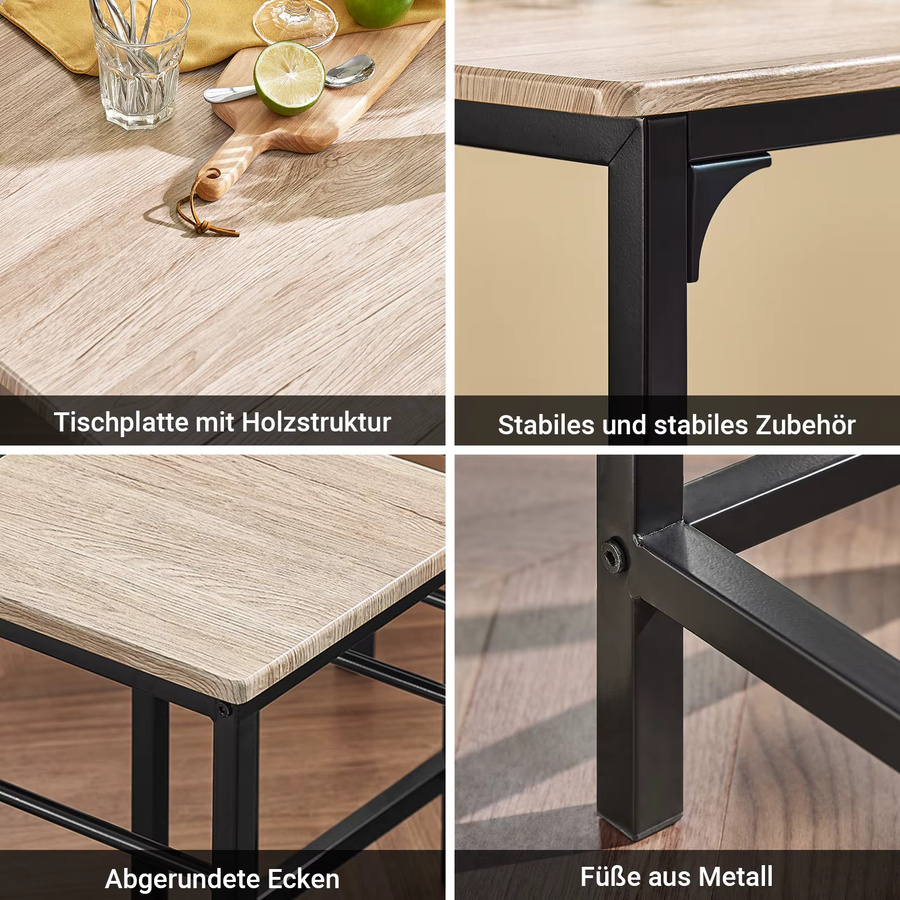SoBuy Essgruppe OGT11 Bartisch Set 5-teilig in Grau-Schwarz mit 4 Hockern - Bild 4