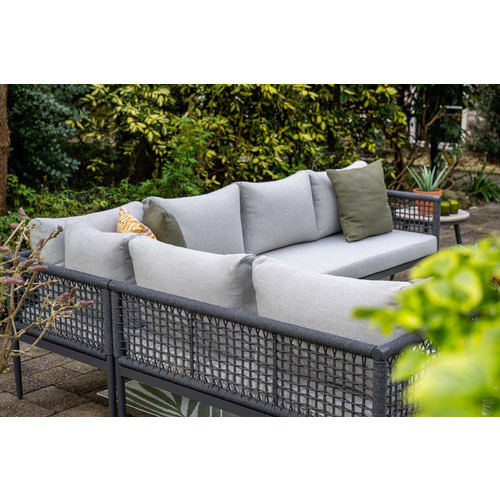 GARDEN IMPRESSIONS Loungesofa Teramon, 4-teiliges L-Shape Set mit Auflagen und Kissen, schwarz/grau, Aluminiumgestell - Bild 1