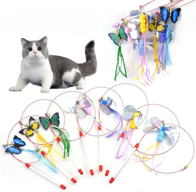 Interaktives Katzenspielzeug Schmetterling, Katzen-Teaser-Stick - Bild 1