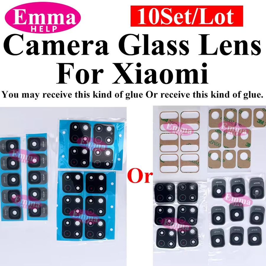 10er Set Ersatz-Glaslinsen für die Rückkamera von Xiaomi Redmi Note 15 Pro Plus 5G, Note 14 4G, 13T und 14T Pro inklusive Klebstoff-Aufkleber in Schwarz - Bild 2