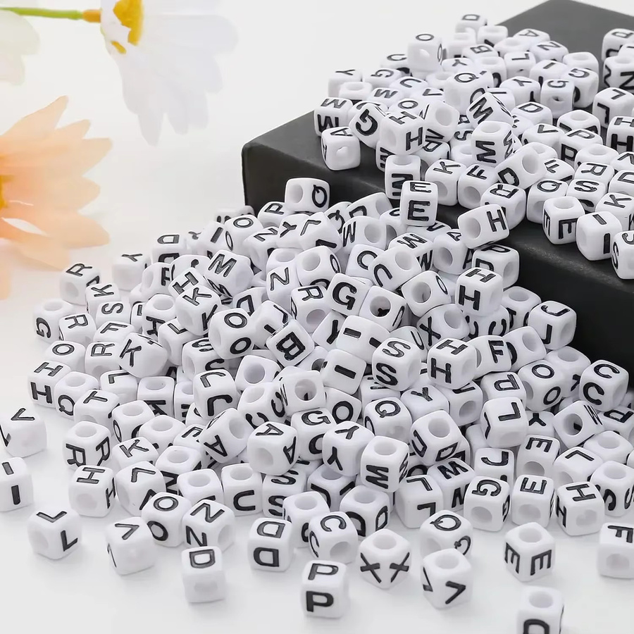 Acryl-Würfel-Buchstabenperlen, bunte A-Z, 100–500 Stück - Bild 2