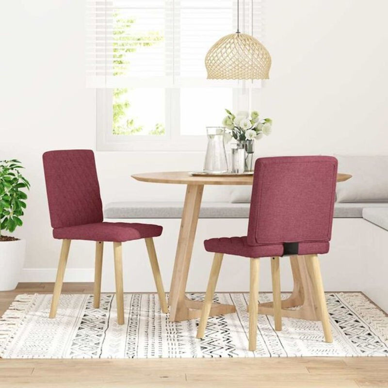 2er Set Esszimmerstühle von vidaxl in Rot mit Stoffbezug und Metallgestell im skandinavischen Design - Bild 1