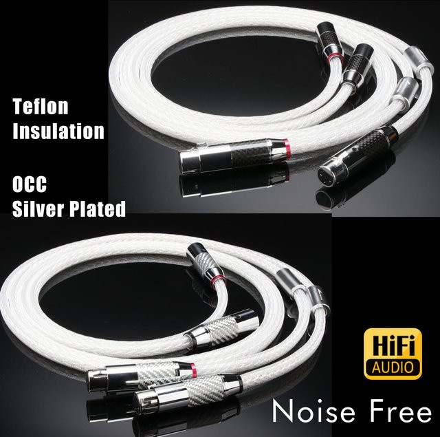 Preffair Paarweise 7N OCC Versilberte XLR-zu-RCA Signalkabel in Silber und Weiß mit Netzschutz für Mischpult und Verstärker - Bild 1