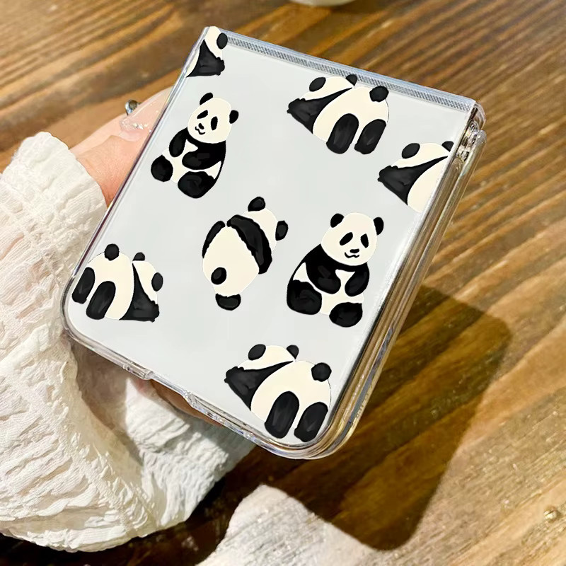 Transparente Handyhülle mit Pandas-Muster für Samsung Galaxy Z Flip 7, 6, 5, 4 und 3 mit harter Rückseite - Bild 2